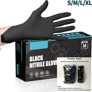 10/20/50/100 black disposable PVC gloves, suitable for kitchen cleaning, tattooing, hair dyeing, pet and household care, nail art, dishwashing and home cleaning - hot selling (S/M/L/XL)