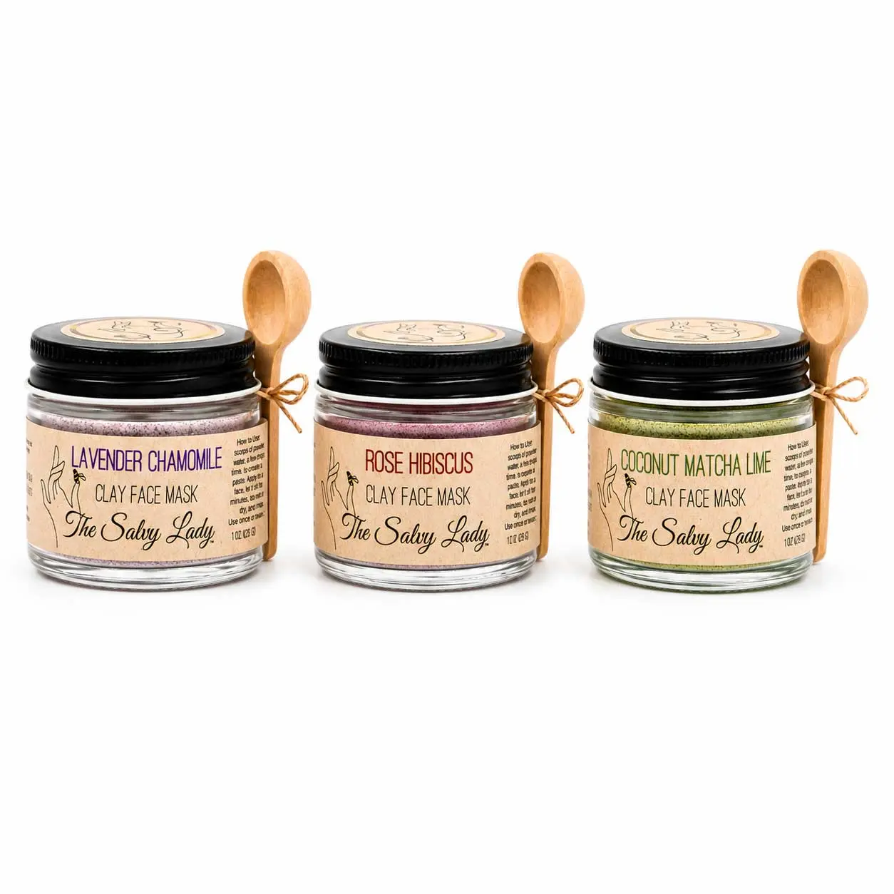 Clay Face Mask Jar Bundle | Lavender, Coconut Matcha & Rose | The Salvy Lady