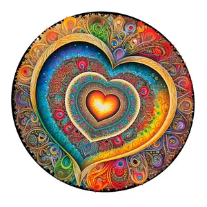 1pc Heart-Shaped Wooden Jigsaw Puzzle - Unique Irregular Animal Design, Challenging Brain Teaser, Adult Decompression Toy, Red & Yellow Wood Material Stress Relief Toys