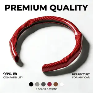5D Laser Carbon Fiber Steering Wheel Cover Sport Style Universal Fit Car Accessories Anti-Slip Durable Scratch-Resistant Upgrade Automotive Holiday Haul Christmas Steeringwheelcover