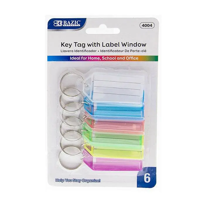 BAZIC Key Tags with Holder & Label Window (6/Pack) BAZIC Key Tags with Holder & Label Window (6/Pack)