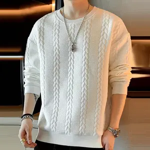 Men's Fashion Crew Neck Sweatshirt Men's Crew Neck Sweatshirt Jacquard Design Casual Streetwear Pullover Simple Basic Long Sleeve T-Shirt Sports Sweatshirt Men's Casual Apparel