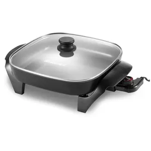 Elite Gourmet 12" x 12" Electric Skillet with Glass Lid