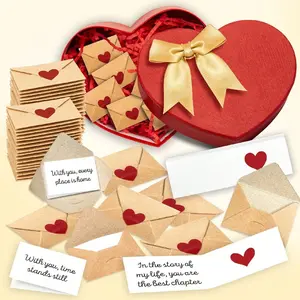 30/90pcs Mini Envelopes with Heart Stickers, Self-Sealing Love Notes, Mini Valentine Cards for Weddings & Engagements, Romantic Gifts