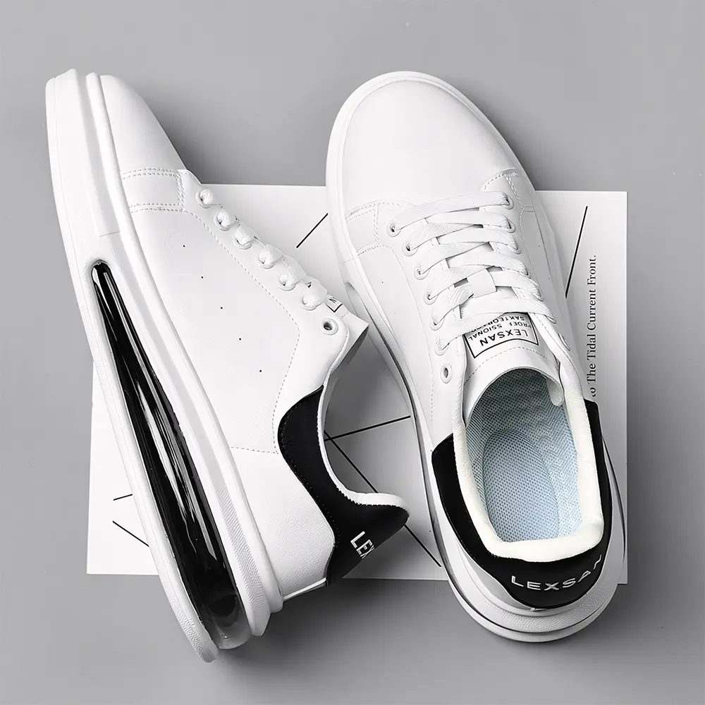 Men's Trendy Fashion Sports Shoes with Lacing Design Comfortable Breathable Walking Shoes Shock Absorbing Running Shoes White Versatile Style Black Sports Style,shoes for back to school,back to school shoes