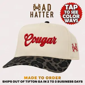 Cougar MadHatter's Embroidered Snapback Adjustable (Up To A Size 8 Head) Premium Trucker Hat