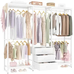 Freestanding Garment Rack Clothing Rack with 3 Fabric Drawers, Heavy Duty Garment Rack, Closet System Organizers, Clothes Hangable