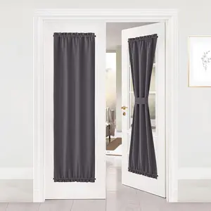 Door Curtain Panel, Grey French Door Curtains Blackout Thermal Insulated Curtain Sidelight Privacy for Window/Living Room/Doorways/Classroom (25W by 72L inches, 1 Panel)