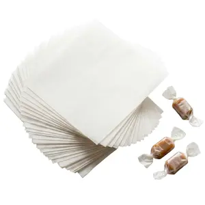 Wax Paper Candy Wrappers for Caramels (300 Pcs 5 x 5 inches) - Wax Paper Sheets for Candy - Twisting Wax Paper Caramel Wrappers - Pre Cut Parchment Paper Squares - Hamburger Patty Paper Squares