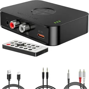 5.4 Receiver with USB/AUX/RCA Outputs, HiFi  Audio Receiver with Remote, USB Playback & Type-C Power - No ,  Audio Adapter for Old Stereo and  Theater System.