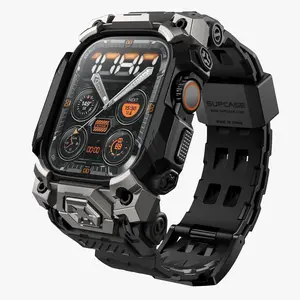 for Apple Watch Ultra 2/1 49mm Case with Band 2024/2023/2022 (Unicorn Beetle Ore), [Anti-Scratch] [Military-Grade Protection] Rugged Sport Men Bumper Case with Adjustable Strap Band, Black Wearable