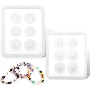 2 count  Bead Mold, Beads Mold for Epoxy, Bead Molds with Hole Dried Flower Epoxy Bracelet Molds,  Molding DIY  Making Tools Craft Decoration Supplies