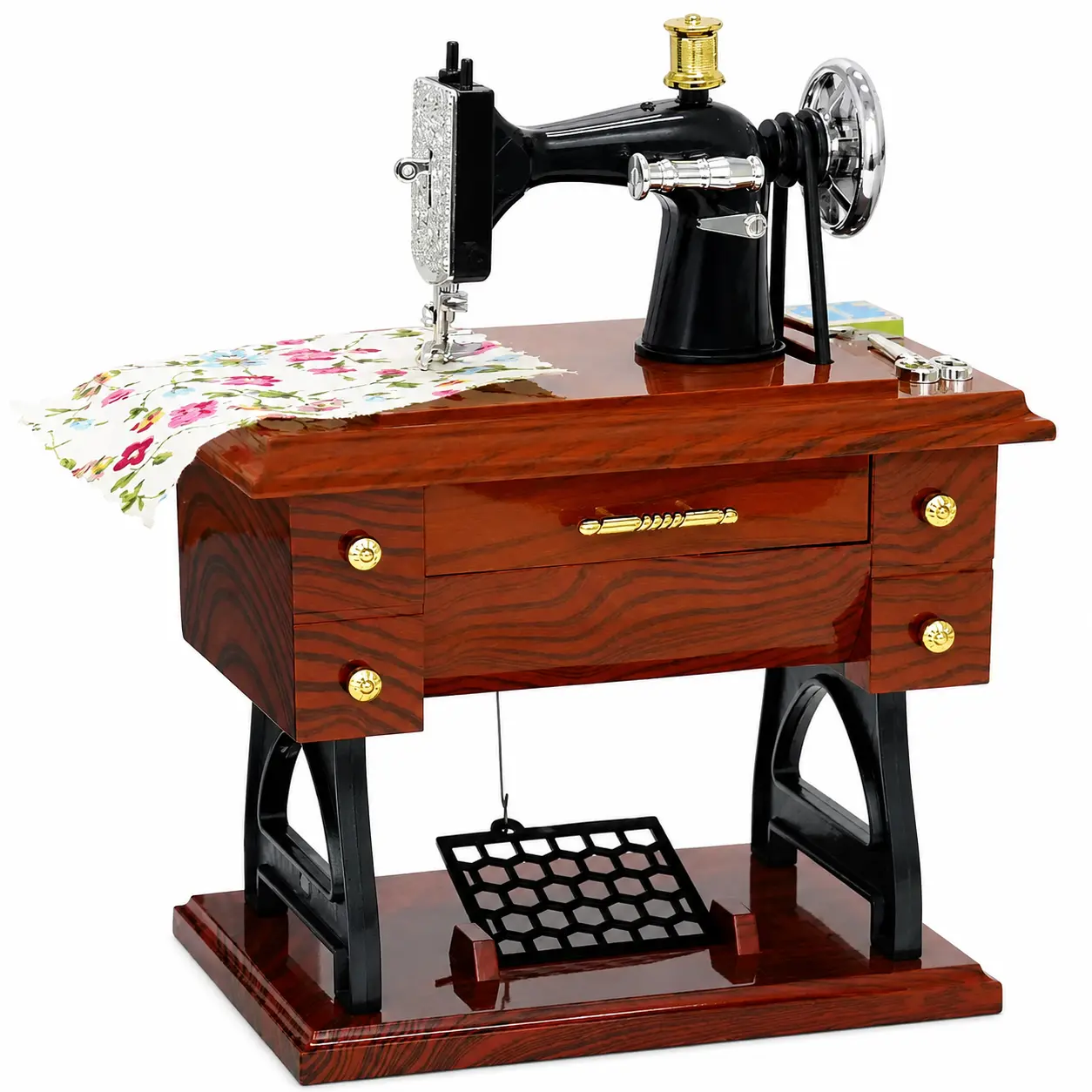 Mini Vintage Treadle Sewing Machine Musical Box - European Retro Clockwork Wind-Up Home Decor, Tabletop Ornament for Desk & Shelf, Unique Collectible Gift for Sewing Enthusiasts (Birthday, Holiday, Housewarming Presents)