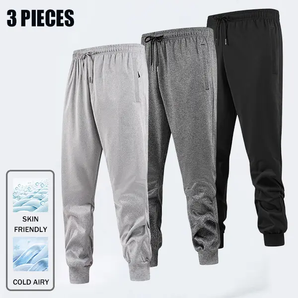 Men’s casual jogger sweatpants, available in single or multi-pack options, featuring an elastic drawstring waistband, ribbed cuffs, zippered pockets, breathable fabric, and multiple color choices—ideal for everyday outdoor sports and leisure.