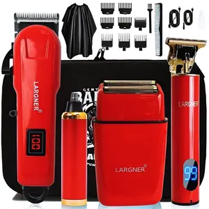 Largner 4-In-1 Professional Electric Clipper Set, USB Rechargeable LCD Display, Portable Travel Grooming Kit for Men