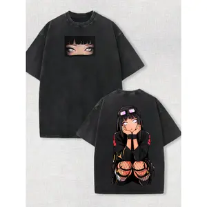 Hinata Naruto Vintage Unisex Oversized Anime Manga Washed Cotton Graphic Tee Anime Merch Fan Apparel Men's Clothing Boy Outfits