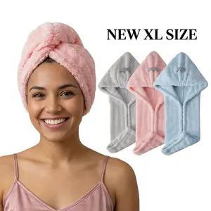 Upgraded XL Microfiber Hair Towel Wrap, Ultra Absorbent Fast Drying Hair Turban, Large 11×31.5 Inch Towel for Long, Thick & Curly Hair