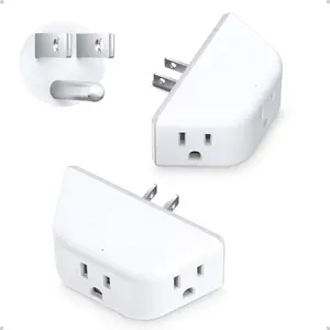 Multi Plug Outlet Extender 2 Pack - Electrical Wall Splitter, 3 Way Angled Wall Outlet Adapter, Cruise Essentials, Small Multiple Plug Expander for Cruise Ship Home Office Dorm Room, White