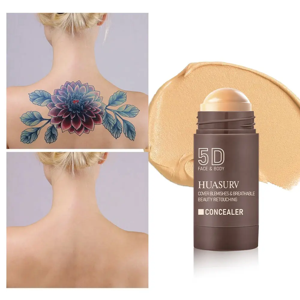 Huasurv 5D Full Coverage Concealer, Natural Finish, Ideal for Mature Skin, Covers Dark Circles, Spots, Acne Marks, Tear Lines, Long-Lasting Matte Effect