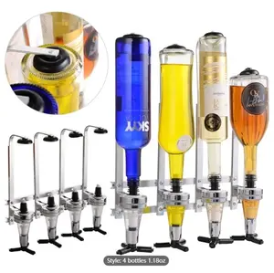 Wall-Mounted 4 Bottle Liquor Dispenser, Bar Butler Bracket For Alcohol Drink Whiskey Beverage 4-6 Shot Wine Dispenser Holder