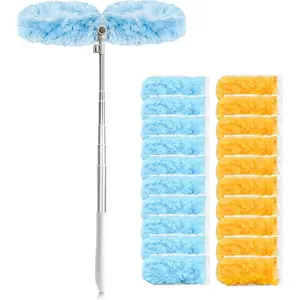 6 ft Extendable Duster Handle with 20 Refills, Duster with Extension Pole, Disposable Microfiber Dusting Pads for  Cleaning,High Ceiling, Fan, Window, Hard-to-Reach Areas