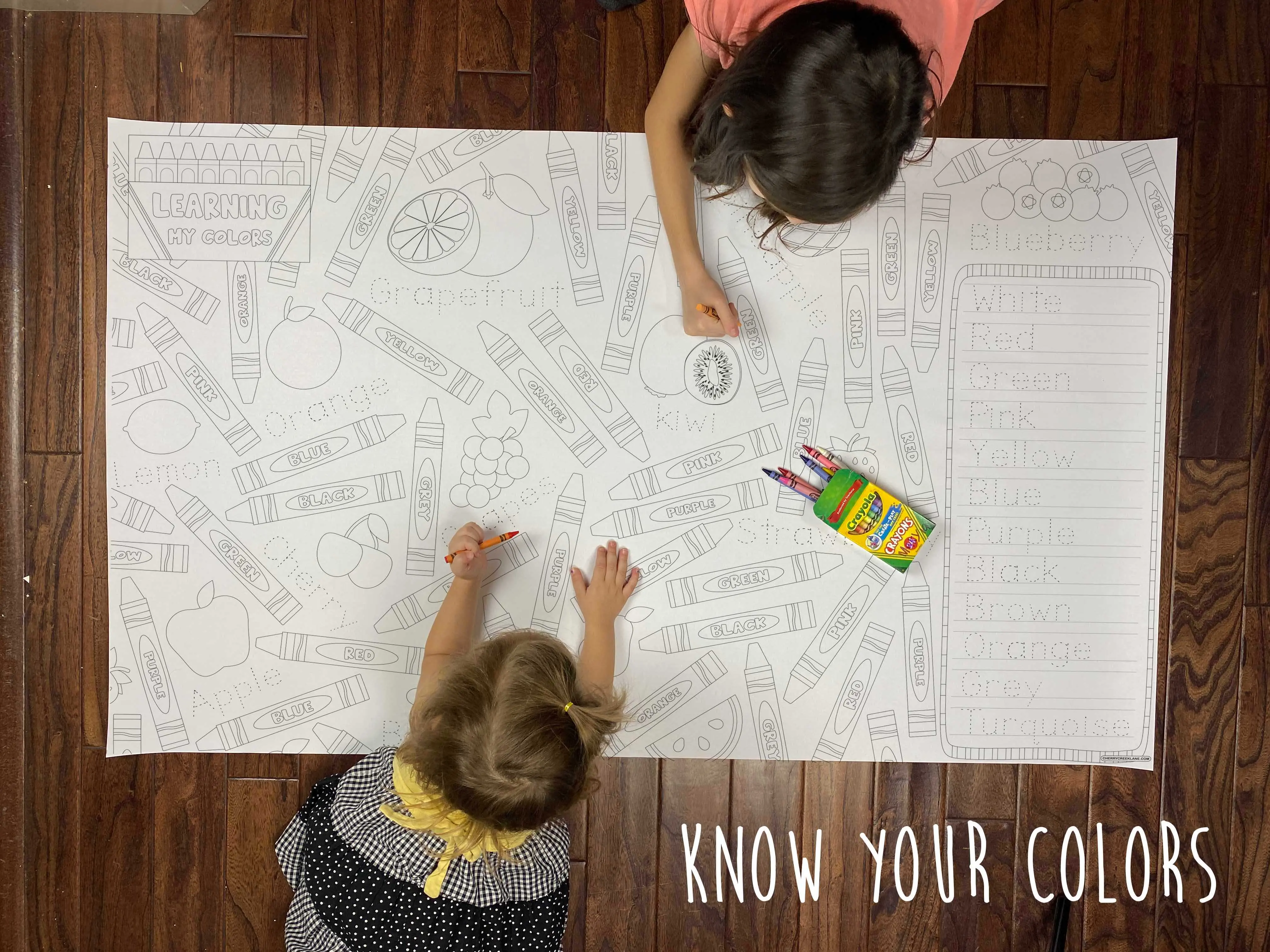 Know Your Colors Table Sheet Coloring Sheet
