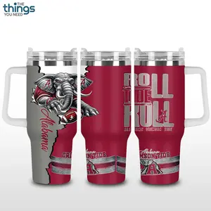 Al@bama Roll Tide 20oz - 40oz With Handle Tumbler, Crimson Tide Stainless Steel Tumbler, College Football Fan Gift, Game Day Drinkware, Perfect Gift For @labama Fans
