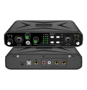 Kaschun Portable 2-Channel Live Audio Mixer Interface - 48V Phantom Power, 0 Latency USB Connectivity, Guitar-Compatible for Recording & Streaming, Black Summvibes Sound Converter
