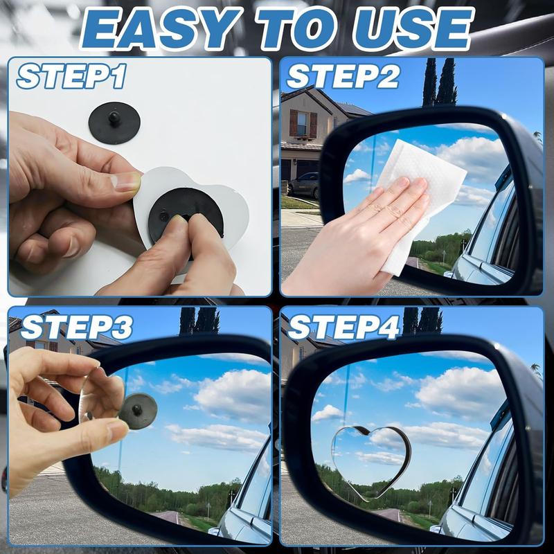 【NewYear2026】2-Pack Heart-Shaped Blind Spot Mirrors – Adjustable, Removable Wide-Angle Convex Rearview Mirrors for Cars, SUVs, Enhanced Safety, Universal Fit