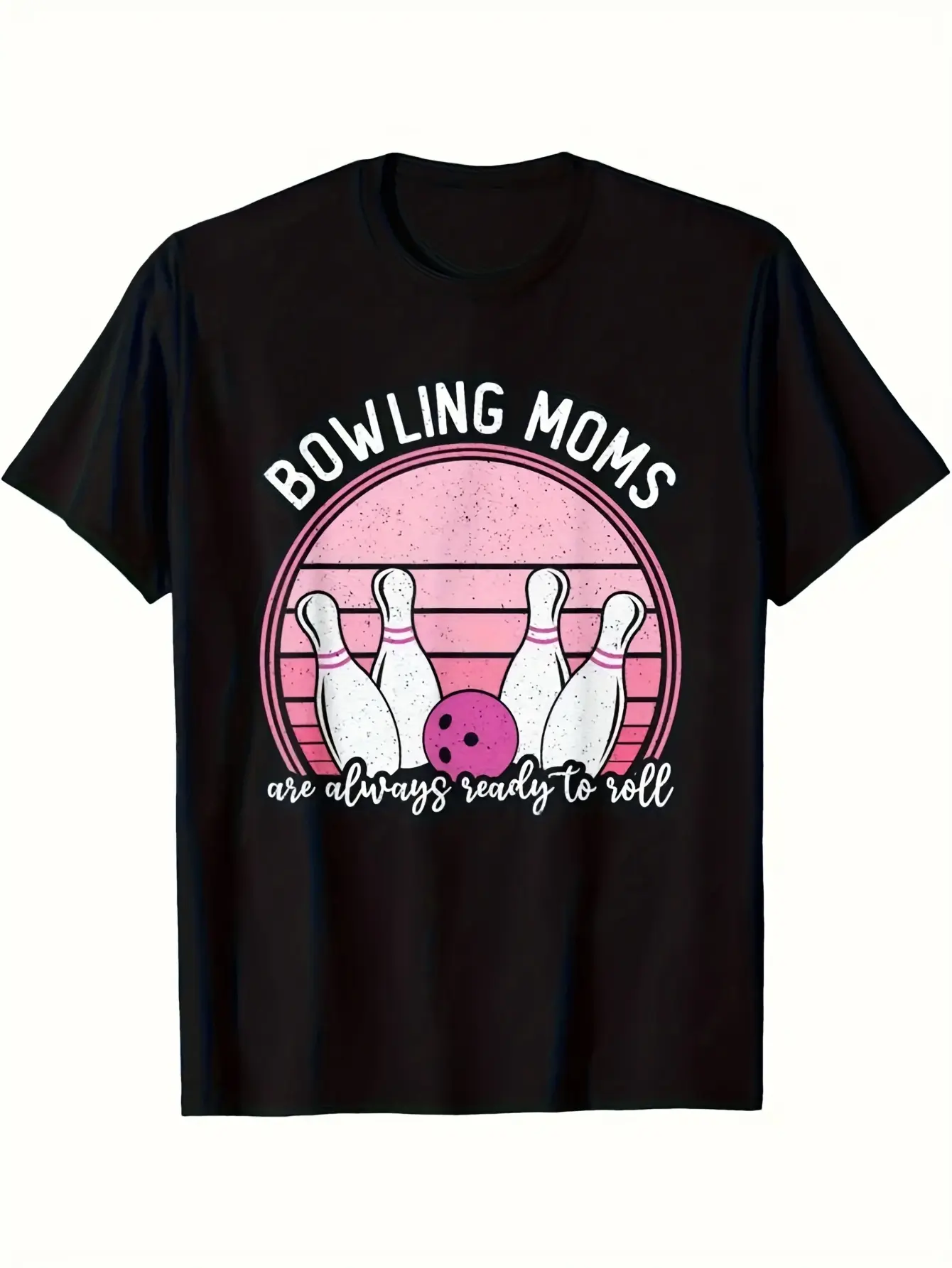 BOWLING MOMS Unisex Black T-Shirt - XL Featuring a unisex soft cotton short sleeve t shirt, vintage graphic casual tee for men women teens, perfect birthday holiday gift for camping travel gym daily street  wear