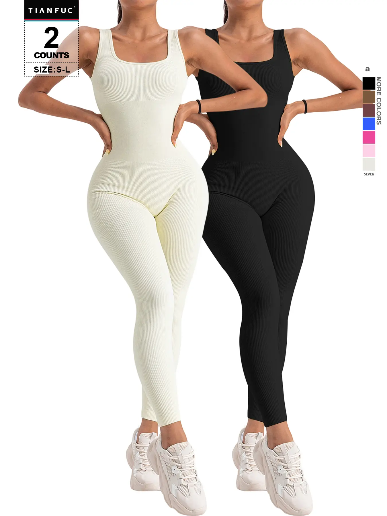 Women's Seamless One-Piece Hip Lift Crew Neck Tummy Control Jumpsuit with Tank Top, Yoga Jumpsuit, Workout Jumpsuits, Dance & Fitness & Workout Set, Stretch Sportswear for Outdoor Activities, All Season Activewear