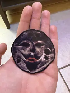 Creepy Witchy Moon Face Sticker – Gothic Weirdcore Horror Vinyl Decal, Surreal Dark Art, Spooky Sculpture Aesthetic, Occult Moon