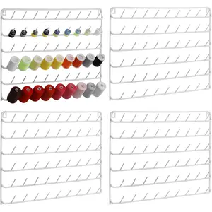 54-Spool 4 Pack Wall Mounted Sewing Thread Rack Embroidery Spool Holder Organizer with Hanging Tools White