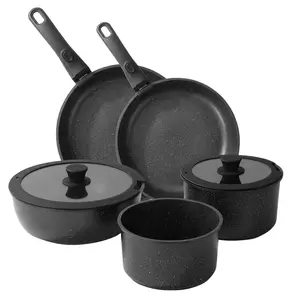 Foorey Home Ceramic Cookware Set 9 Pcs Pots and Pans Set with Detachable Handles Cooking Pan Saucepan Set Skillet Healthy Induction Cookware Oven Safe Dishwasher RV Kitchen