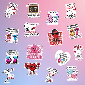 Six Seven Bruh 67 Valentines Day Sticker, Slang Kids Valentine's Day, Six Seven Heart Valentine Meme Bundle Stickers,