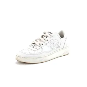 Pre-owned Chanel Women's CC Low-Top Sneakers Perforated Leather by Rebag
