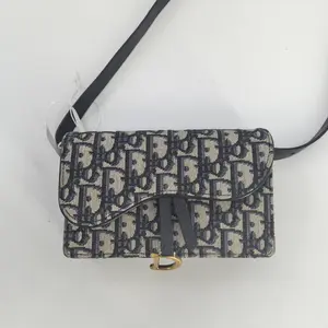 Pre-owned Dior Canvas Belt Bags Oblique Saddle Belt Bag Blue JA0025 NO1