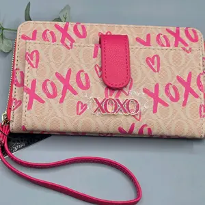 XOXO Women's Wristlet Wallet Clutch Zip Around Color: Magenta Pink Red Logo