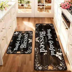 Kitchen Mat, 2pcs Vintage Wooden Floor Pattern Kitchen Rug, Non-slip Kitchen Mat, Kitchen Decor, Home Decor