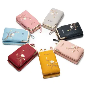 AS210 Women's Versatile Embroidered Mobile Phone Bag 2025 New Messenger Fashion Women's Long Crossbody BagMost Smartphones Versatile Long Crossbody Bag Fashionable Floral Design for Ladies