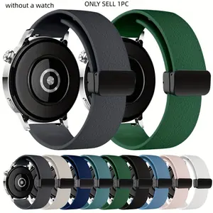 Foldable Magnetic Watch Strap with Litchi Pattern, 20mm/22mm Silicone Material for Galaxy Watch 7/6/5/4, Forerunner 165/255/265/965, Active/vivoactive 4, Venu 3, Huawei Gt6/gt5/gt4/gt3 Pro/gt2 46mm, Smart Watch Straps