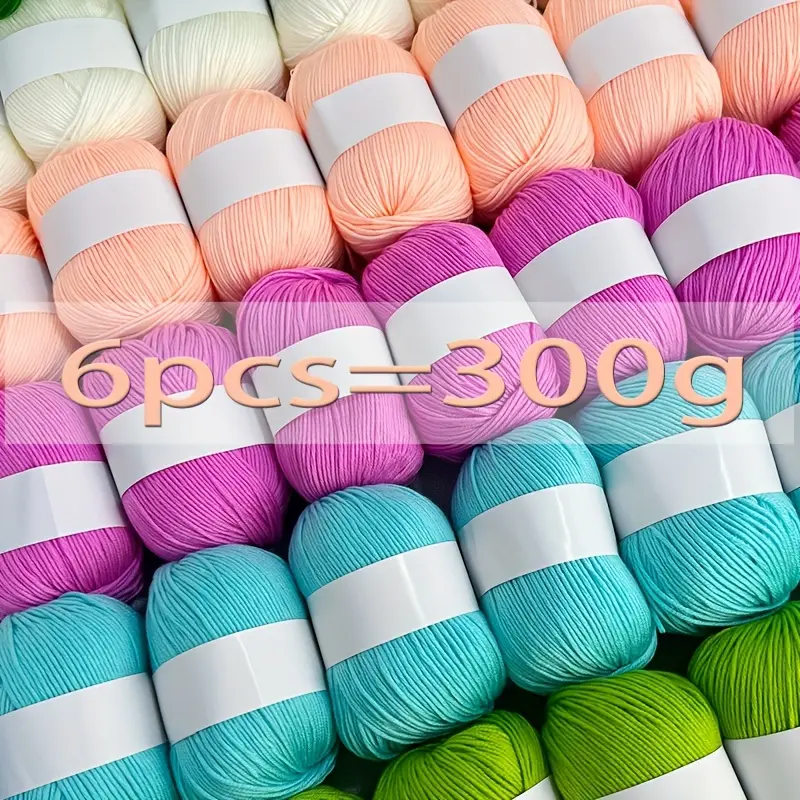 6-Pack Luxurious Silk Yarn, 90% Natural Silk, 10% Anti-Pilling Fiber, Soft Skin-Friendly Multicolored Yarn for Hand Knitting, Sweaters, Jackets, Vests, Shawls, DIY Crafts - 300g Each