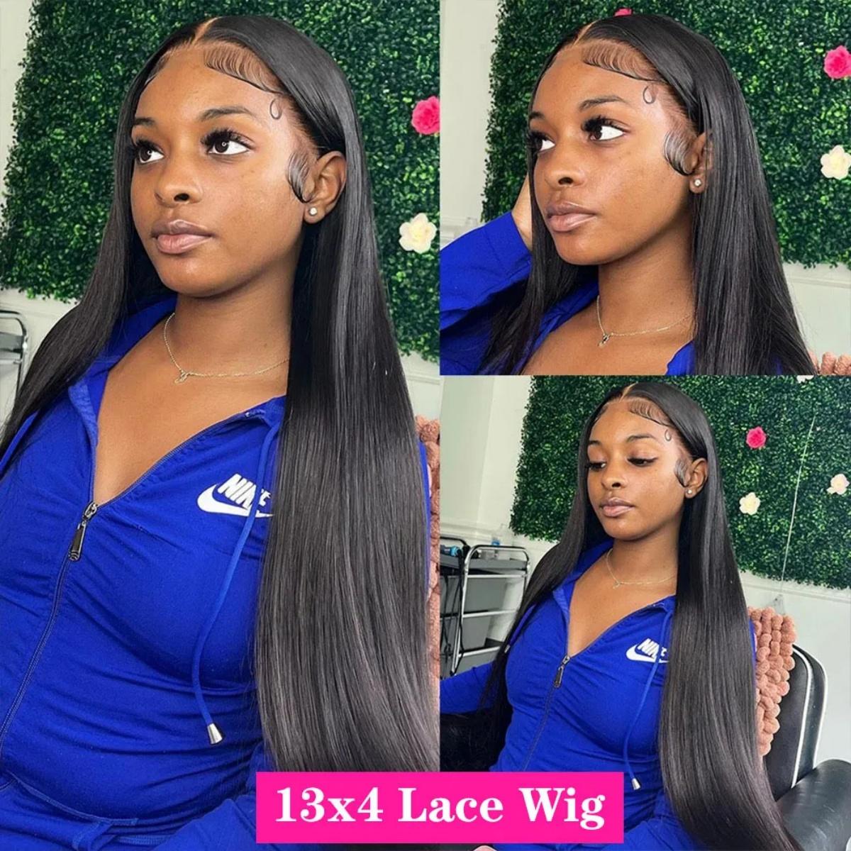 Straight Human Hair Wig 13x4 HD Transparent Lace Front Wigs Human Hair Glueless Human Hair Wigs for Women Brazilian Virgin Lace Frontal Wig 180% Density Pre Plucked Hairline with Baby Hair Black Color