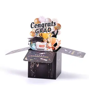 Graduation Cards, 3D Greeting Cards Pop Up Boxes with Envelopes & Blank Cards, Surprise Gifts for Kids Men Women