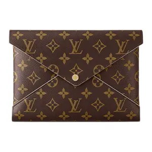 Louis Vuitton Neverfull Pochette Kirigami Leather Canvas Envelope Clutch Bag for Women in Brown