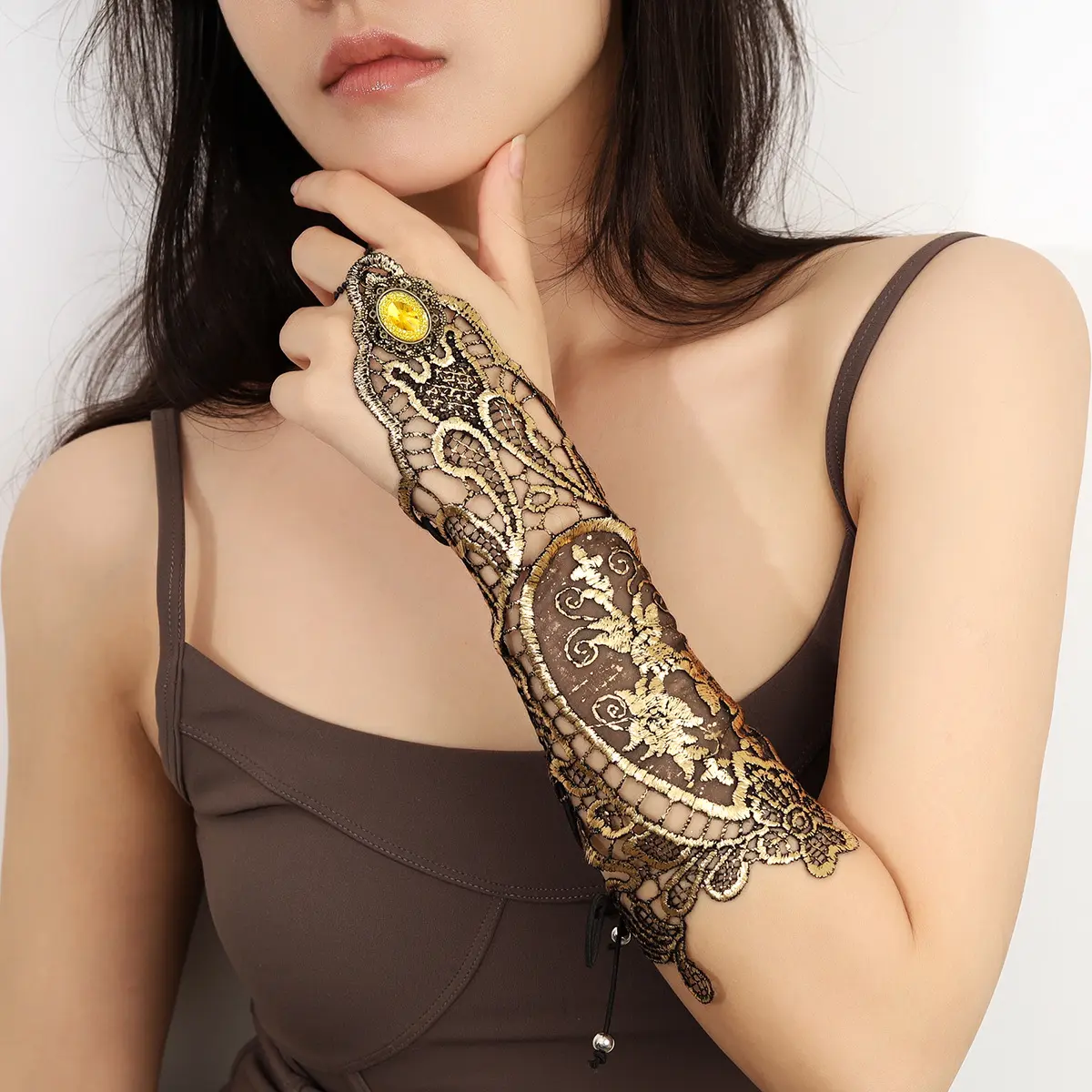 Personalized court retro style finger arm bracelet, design lace cover tattoo sleeves