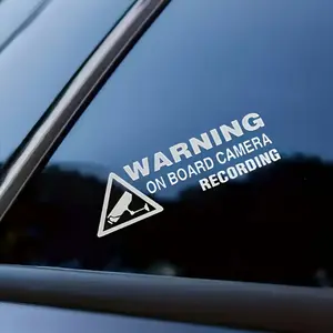 1PC Practical Warning In-Car Recorder Prompt Car Sticker For Car Windows/Luggage/Backpacks/Motorcycle Saddlebags Eye-Catching Warning Logo + Text Clearly Conveys In-Car Recording Prompt Car & Vehicle Accessory Practical Safety Reminder Item