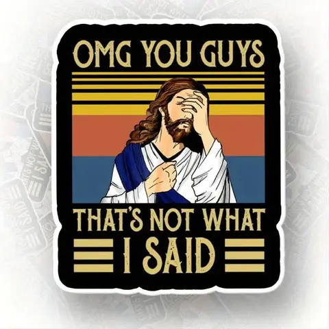 Cartoon Jesus Pattern Universal Car Sticker, Car Exterior Decorative Stickers, Multipurpose Self Adhesive Decal for Car Bumper, Laptop, Phone, Skateboard, Scrapbook, Sticker Decals, Sticker for Cars, Car Vehicle Decoration, Car Decorations