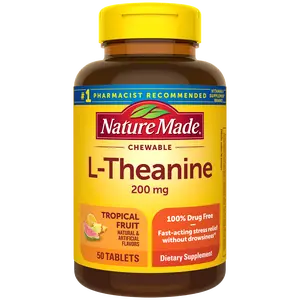 Nature Made Vitamins L-Theanine 200 mg Chewable Wellness Supplement Tablets