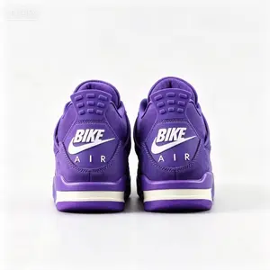 Deep Purple Suede Mid-Top Sneakers with Monochromatic Mesh Panels and Retro Basketball Style